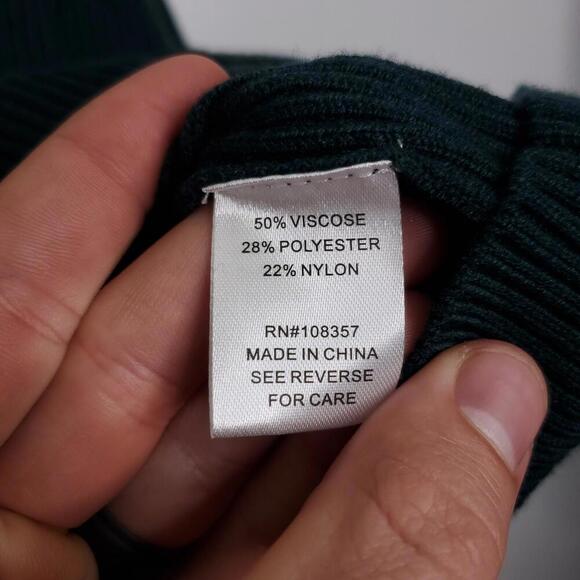 Evereve Sweater Womens Small Ribbed Crewneck Dark Emerald Mid Weight Office - Picture 8 of 8